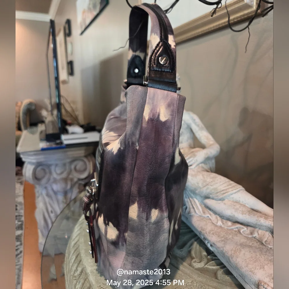 L.A.M.B. Gwen Stefani 100% Leather Tie Die Hobo Shoulder Bag Designer #139